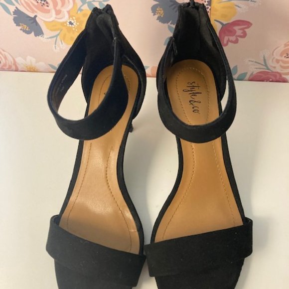 black Style & CO heeled sandals womens size 7 - Picture 2 of 8